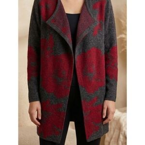 Hannah Wrap Front Cardigan sweater Gray & Red Size XL